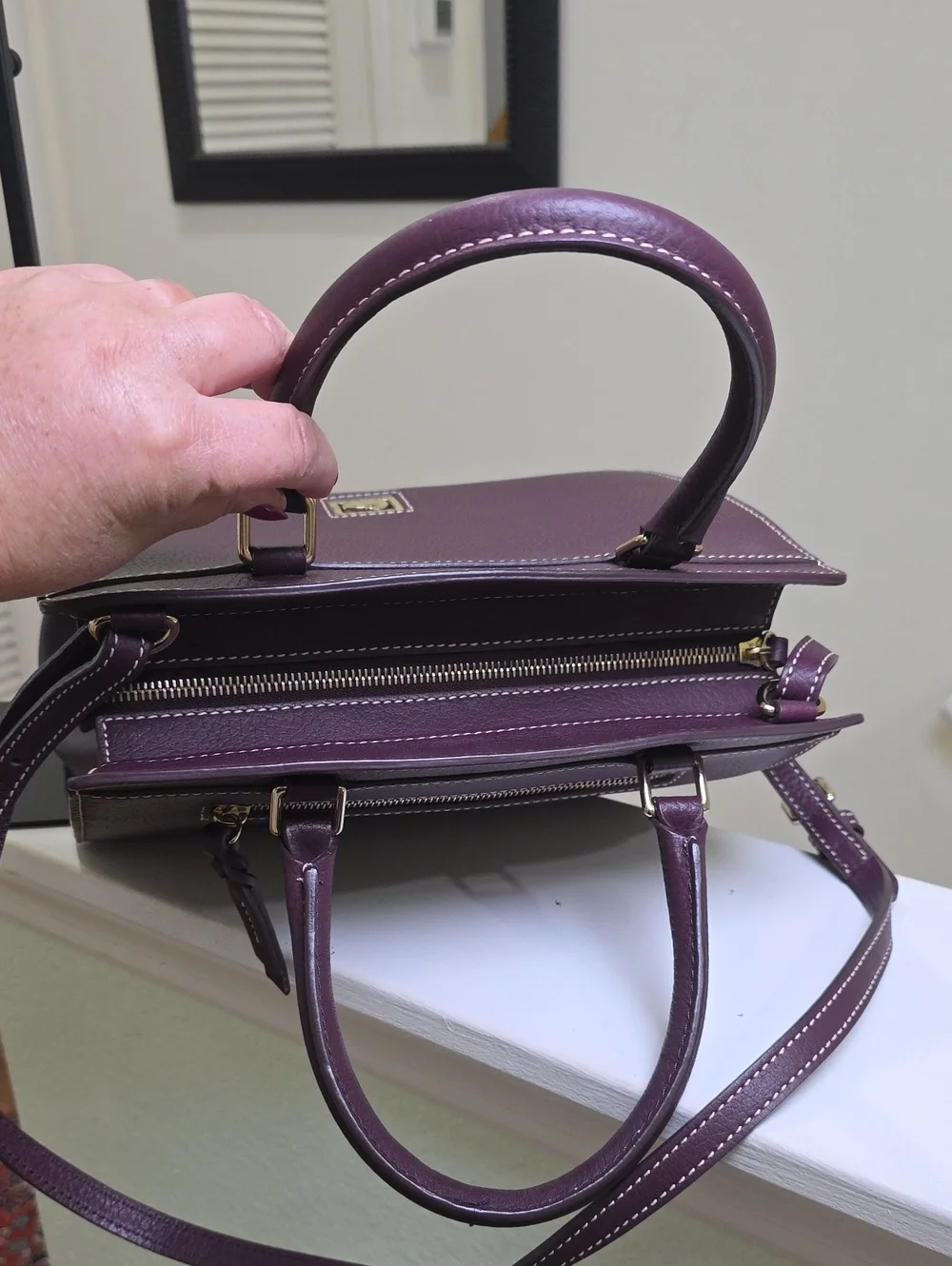 Dooney & Bourke Blair Bag Purple Pebble Leather/Pink Interior EUC